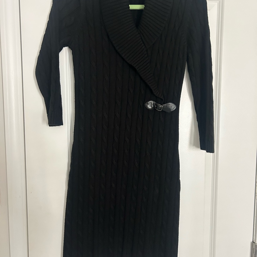 Calvin Klein Black Long Sleeve Sweater Dress